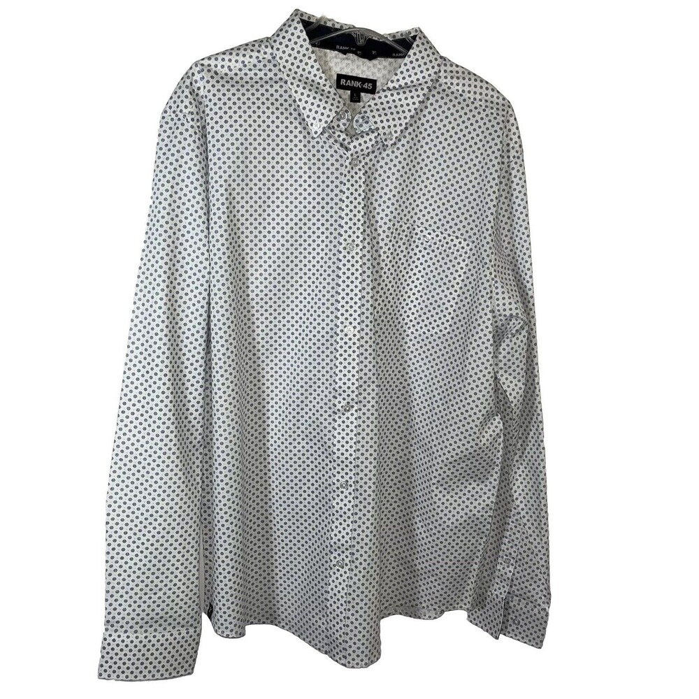 Rank 45 Men’s Long Sleeve Button Down Western Shirt Large Geometric Print